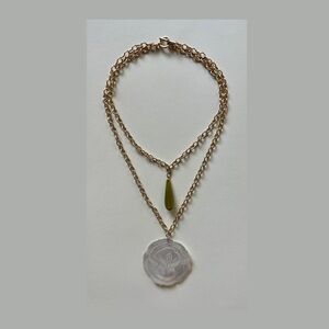 Hand Made drop necklace with abalone flower